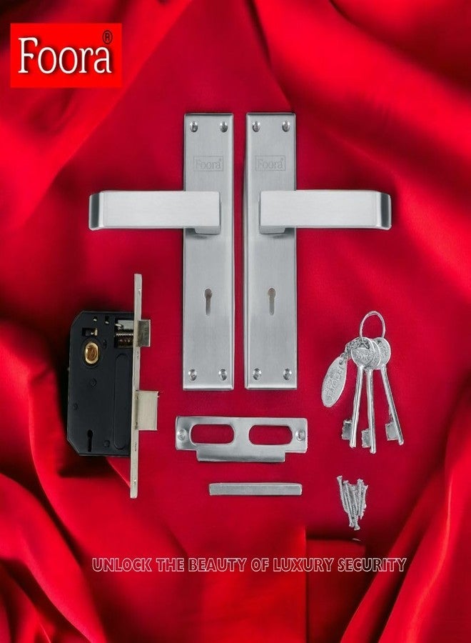 Foora Luxury Mortise Lock Set - 6 Lever Mechanism, High-Security, SS Matt Finish, Brass Latchbolt with Reversible Latch, Steel Handle, Suitable for Left & Right-Handed Doors, Includes 3 Keys (2402) - Image 4